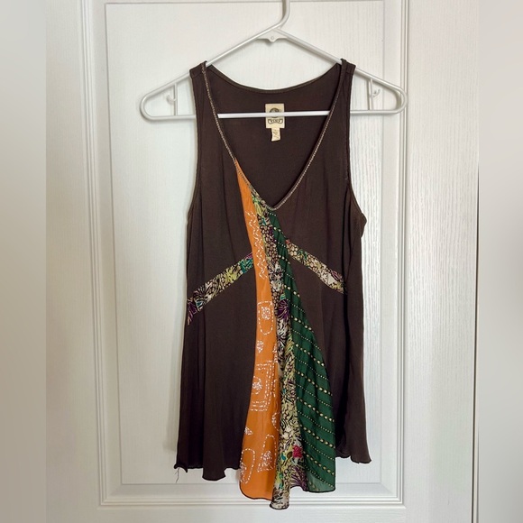Anthropolgie Brown and Multicolor Patchwork Tank Top - Picture 2 of 7
